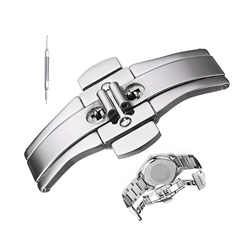 Stainless Steel Butterfly Buckle Push Button Folding Deployment Clasp for SteelCeramic Watchband