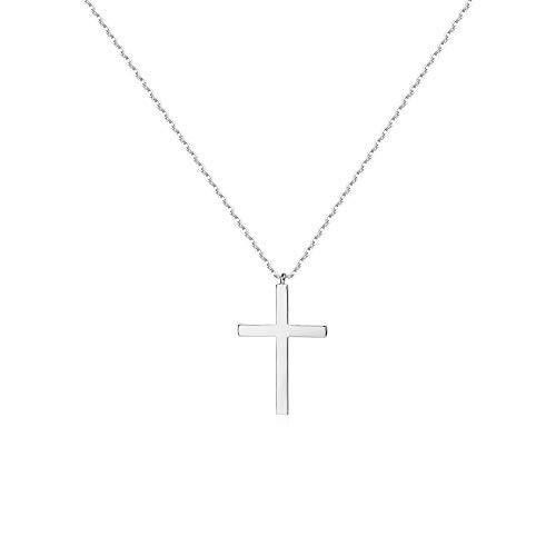 Mevecco Dainty Silver Cross Necklace for Women14K Silver Plated Cute Tiny FaithCrucifix Delicate Minimalist Necklace for Girls 