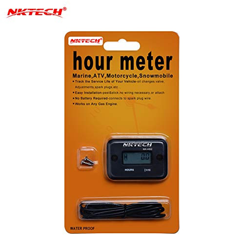 NKTECH NKHS2 Inductive Hour Meter for Gas Engine Lawn Mover Marine ATV Motorcycle Boat Snowmobile Dirt Bike Outboard Motor Generator Waterproof Hourmeter Black
