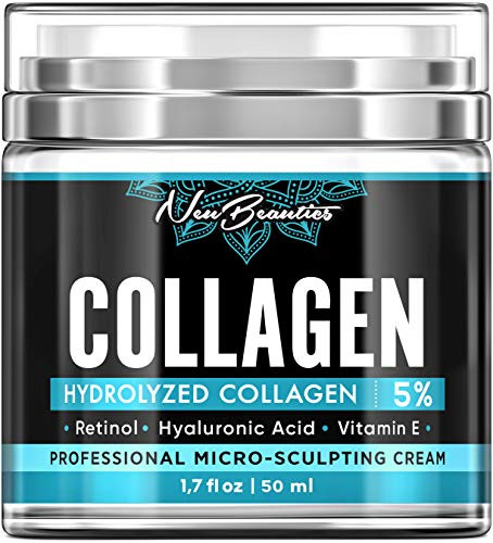 Men Collagen  Retinol Face Moisturizer  Made in USA  Natural  Organic Day and Night Cream  Anti Aging  Anti Wrinkle  5 Marine Collagen Cream with Retinol Hyaluronic Acid Jojoba Avocado