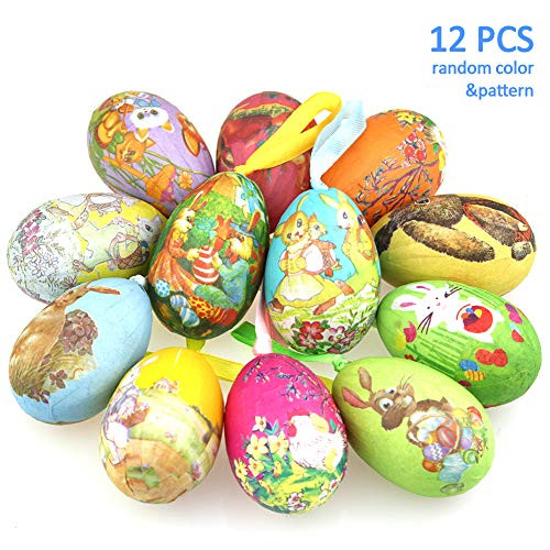 12 Pack Foam Easter Bunny Egg Ornaments Home Decorations - Decorative Hanging Easter Eggs for DIY Crafts and Assorted Easter Decorations Vintage Style Paper Mache 12 Pack Foam Easter Bunny Egg Ornaments Home Decorations - Decorative Hanging Easter Eggs for DIY Crafts and Assorted Easter Decorations Vintage Style Paper Mache