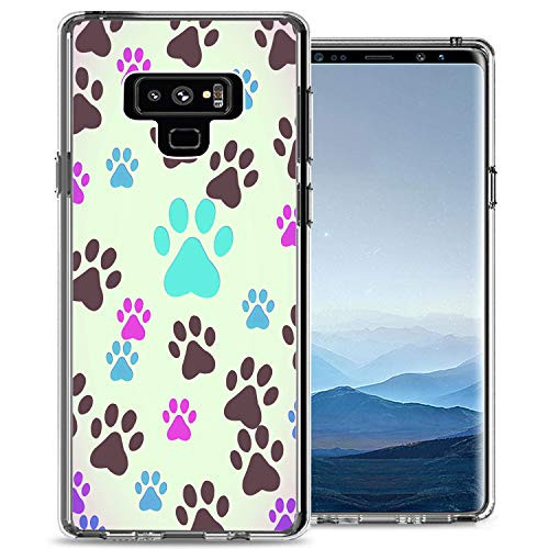 Ecute Clear Flexible Side Style Hard Back Case Compatible with Samsung Galaxy Note 9  Dog Paw Prints Pet Lovers