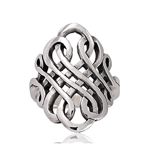 Chuvora 925 Sterling Silver 27 mm Oxidized Detailed Swirl Celtic Wide Band Ring Nickel Free Size 6 Chuvora 925 Sterling Silver 27 mm Oxidized Detailed Swirl Celtic Wide Band Ring Nickel Free Size 6
