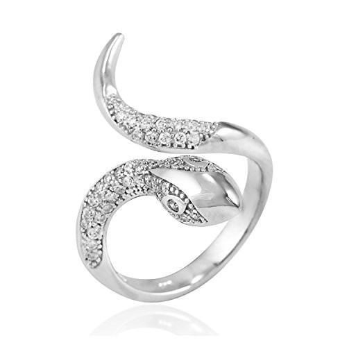 Chuvora 925 Sterling Silver Sparkling CZ 27 mm Snake Unique Band Ring Nickel Free Size 7 Chuvora 925 Sterling Silver Sparkling CZ 27 mm Snake Unique Band Ring Nickel Free Size 7