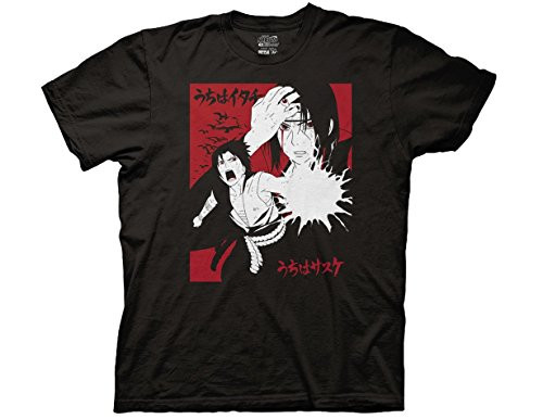 Ripple Junction Naruto  Shippuden Itachi  Sasuke 2 Color with Kanji Adult TShirt Medium Black