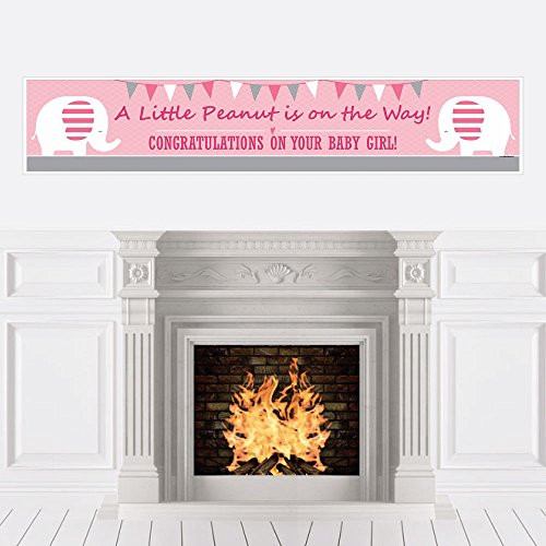 Big Dot of Happiness Pink Elephant - Girl Baby Shower Decorations Party Banner
