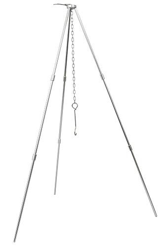 Sutekus Camp Fire Tripod Portable Campfire Cooking Dutch Oven Tripod and Lantern Hanger Silver