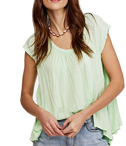 Free People Womens Keep It Casual Linen Blend Oversized TShirt Green L
