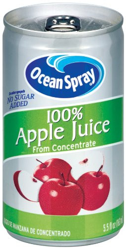 Ocean Spray 100 Apple Juice Mini Cans 55 Ounce Pack of 48