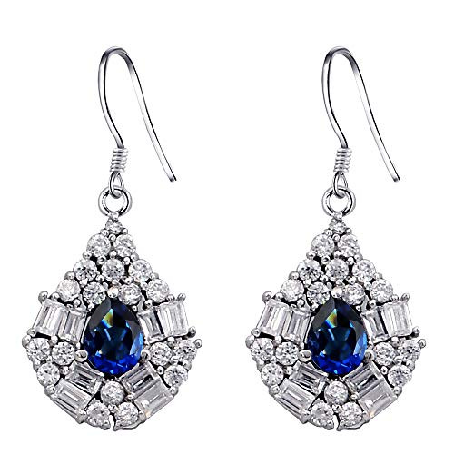 482 Ctw Pear Blue Sapphire 925 Sterling Silver Dangle Earring For Women By Orchid Jewelry 482 Ctw Pear Blue Sapphire 925 Sterling Silver Dangle Earring For Women By Orchid Jewelry