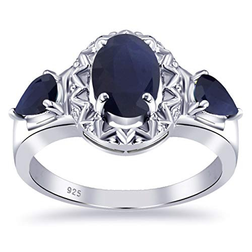178 Ctw Oval Blue Sapphire 925 Sterling Silver Cluster Ring For Women By Orchid Jewelry 178 Ctw Oval Blue Sapphire 925 Sterling Silver Cluster Ring For Women By Orchid Jewelry