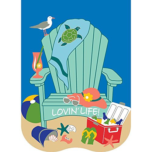 Lovin' Life Beach Chair Turqoise And Blue 13 x 18 Rectangular Small Garden Flag