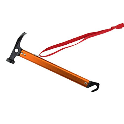 TRIWONDER Camping Tent Hammer Lightweight Outdoor MultiFunction Hammer Aluminum Hammer with Tent Stake Remover for Rain Fly Tent Tarp Orange