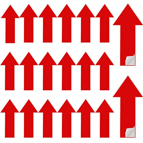 30 Pieces Removable Arrow Stickers Adhesive Directional Arrow Decal Traffic Flow Guidance Marker Temporary Floor and Wall Arrow Sign 12 x 6 Inch Red