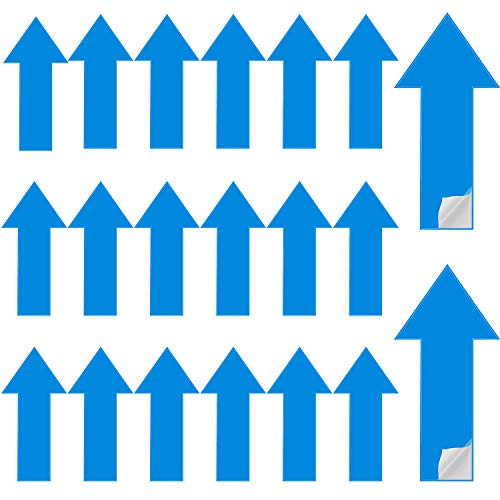 30 Pieces Removable Arrow Stickers Adhesive Directional Arrow Decal Traffic Flow Guidance Marker Temporary Floor and Wall Arrow Sign 12 x 6 Inch Blue