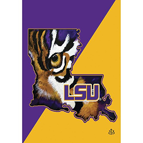 LSU Louisiana State Tigers Purple and Gold Tone 18 x 13 Rectangular Screenprint Small Garden Flag