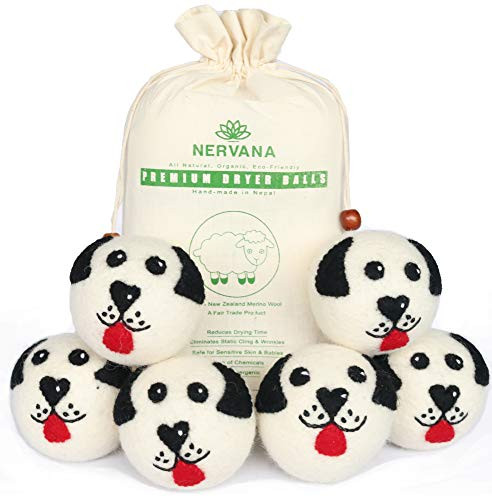 Organic Wool Dryer Balls  Dogs 6 XL Premium Quality Reusable Natural Fabric Softener 100 Hand Made New Zealand Merino Wool Pack of Dogs FairTrade