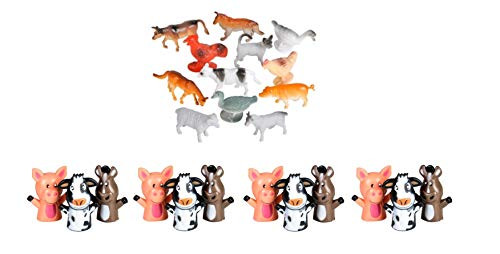 Farm Animals And Farm Finger Puppets Toy Set  12 Farm Animals Figures And 12 Farm Puppets  Farm Animal Playset Perfect For Farm Themed Birthday Party Favors Or Anytime Play