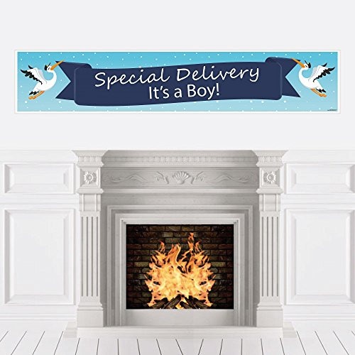 Big Dot of Happiness Boy Special Delivery - Blue Its A Boy Stork Baby Shower Decorations Party Banner