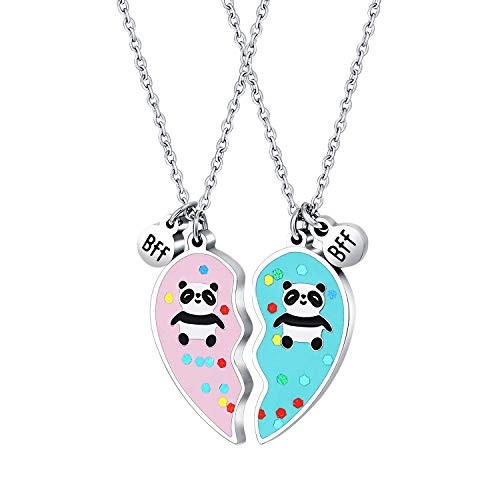 Panda BFF Friendship Necklaces Best Friend Heart Necklace Cute Gifts for 2 Girls Sisters Daughter Panda Lover Birthday