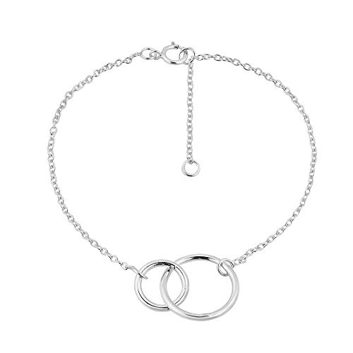 AeraVida Elegant Interlocking Circles 925 Sterling Silver Chain Bracelet