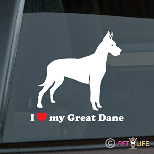 I Love My Great Dane Sticker Vinyl Auto Window German Mastiff Profile