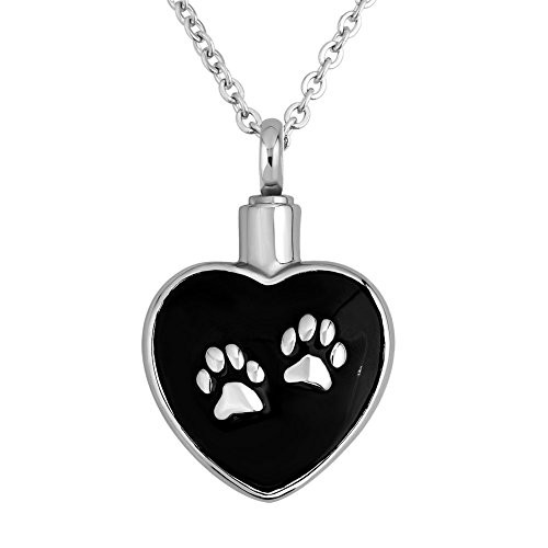 CharmSStory Pet Paw Puppy Dog Black Heart Urn Necklace for Ashes Cremation Memorial Keepsake Pendant CharmSStory Pet Paw Puppy Dog Black Heart Urn Necklace for Ashes Cremation Memorial Keepsake Pendant