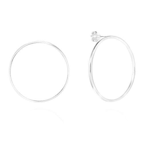 Trendy 35 mm Open Circle 925 Sterling Silver Stud Earrings