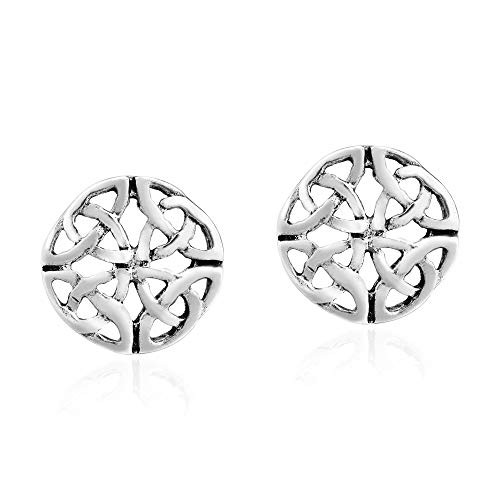 Mystically Intricate Celtic Knot 925 Sterling Silver Circle Stud Earrings Mystically Intricate Celtic Knot 925 Sterling Silver Circle Stud Earrings
