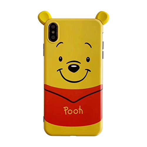 Ultra Slim Soft TPU Winnie The Pooh Bear Case for Apple iPhone X XS Yellow Red Color Scratch Protective Walt Disney Cartoon Anime Cute Chic Lovely Cool Fun Girls Teens Kids