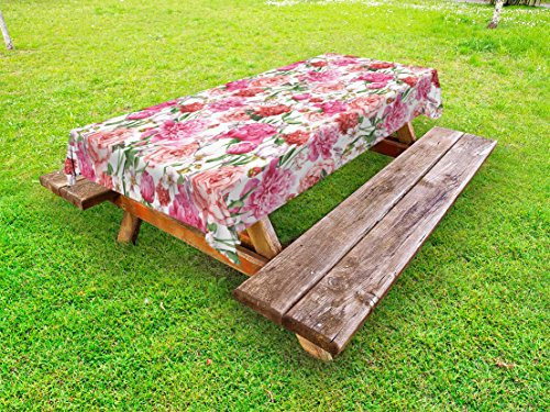 Ambesonne Watercolor Flower Outdoor Tablecloth Victorian Floral Pattern Painting Style Print with Peonies and Roses Decorative Washable Picnic Table Cloth 58 X 84 Pink White Ambesonne Watercolor Flower Outdoor Tablecloth Victorian Floral Pattern Painting Style Print with Peonies and Roses Decorative Washable Picnic Table Cloth 58 X 84 Pink White