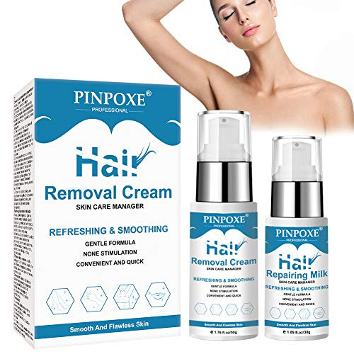 Hair Removal Cream Depilatory Cream Kit Permanent Depilatory Painless Flawless Fast for Body Underarms Legs Bikini Area Skin Hair Remover Cream Friendly Hair Remover Body Cream for Women and Men