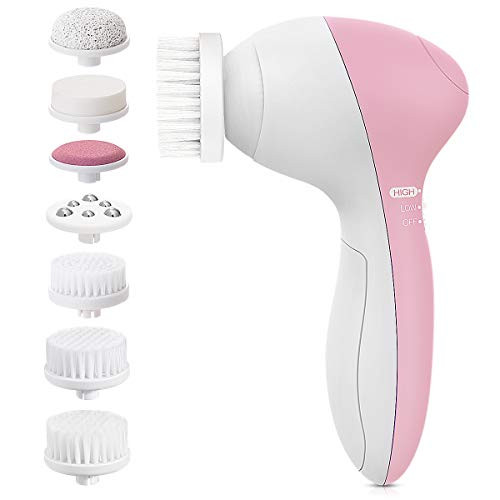Facial Cleansing Brush Newest 2020 PIXNOR Waterproof Face Spin Brush with 7 Brush Heads for Deep Cleansing Gentle Exfoliating Removing Blackhead Massaging