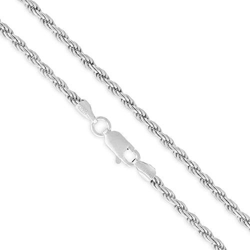 Authentic Solid Sterling Silver Rope DiamondCut Braided Twist Link 925 ITProLux Necklace Chains 15MM  55MM 16  30 Made In Italy Men  Women Next Level Jewelry 25MM24
