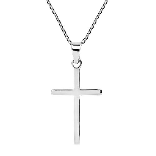 AeraVida Simple Sleek Christian Cross 925 Sterling Silver Pendant Necklace
