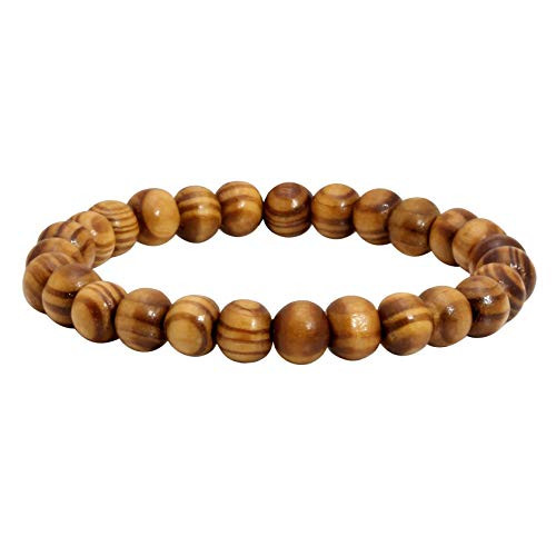 Milakoo Mens Womens 8mm Brown Wood Beads Bracelet Stretchable Tibetan Beads Buddhist Prayer Mala