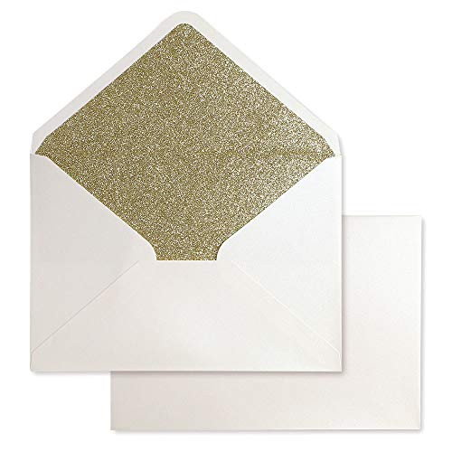 PONATIA 50 PiecesLot A7 Glitter Envelopes 525 x 75 inches with Adhesive SelfSealing Tape Perfect for 5x7 Weddings Invitation CardsGraduation Invite Pearl IvoryChampagne Gold Glitter