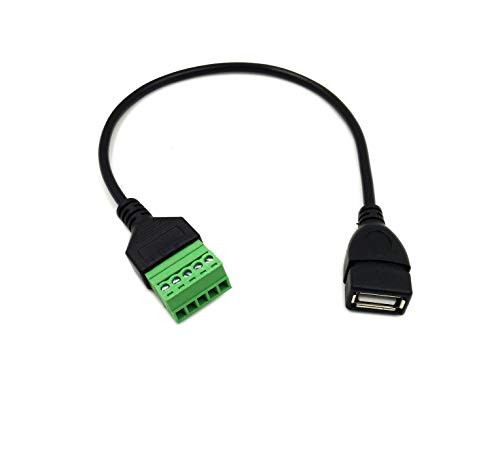 Poyiccot USB 20 A Screw Terminal Connector USB 20 A Female Plug to 5 PinWay Female Screw Terminals Solderless Adapter Extension Cable 30cm USB 20 Female