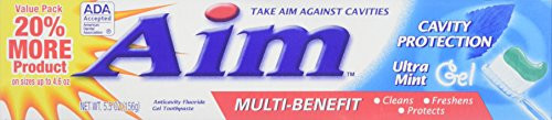 Aim Cavity Protection Toothpaste Ultra Mint Gel 55 Ounce 3 Pack