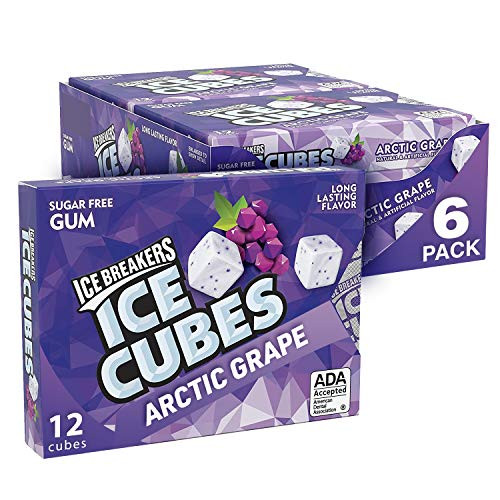 Ice Breakers Ice Cubes Sugar Free Grape Gum 12 Pieces Pack of 6