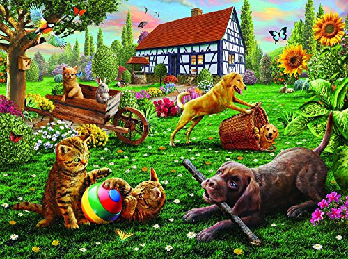 Dogs and Cats at Play 1000 pc Jigsaw Puzzle by SunsOut