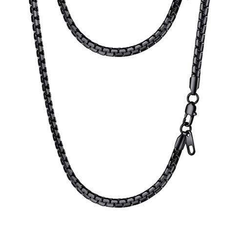PROSTEEL Women Black Chain Mens Gothic Goth Jewelry Gift Minimalist Round Box Chain Black Necklace PROSTEEL Women Black Chain Mens Gothic Goth Jewelry Gift Minimalist Round Box Chain Black Necklace