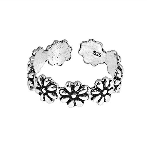 AeraVida Stylish Flowers Wrap 925 Sterling Silver Toe Ring or Pinky Ring