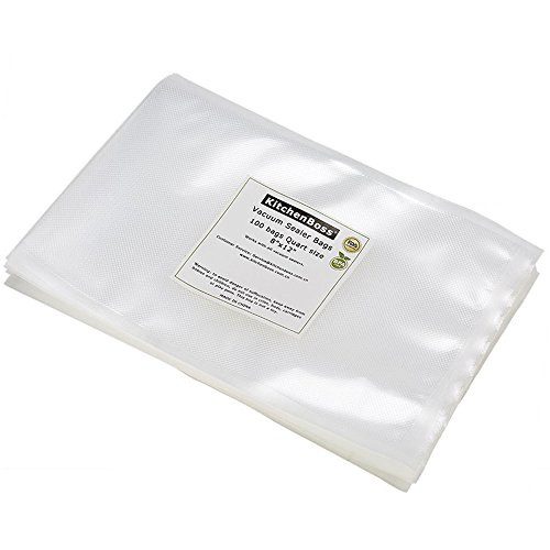 Vacuum Sealer Bags 100 Quart Size 8"x12". KitchenBoss Commercial Grade for Food Vacuum Storage Bags for Food Saver and Sous Vide