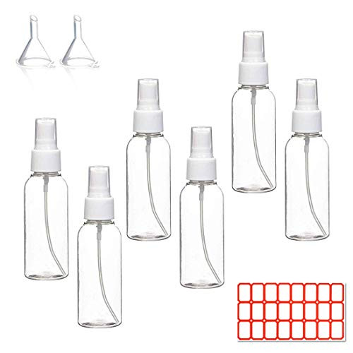 Spray BottlesSmall Refillable Liquid Containers Clear Empty Fine Mist Plastic Travel Bottle Set with 2pcs Funnels 24pcs Labels 2oz50ml