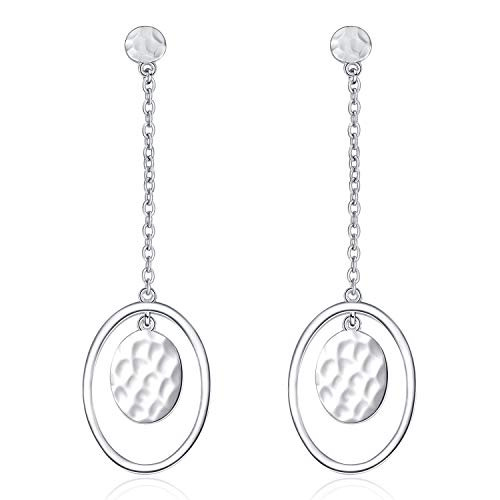 YFN Hammered Disc Karma Circle Hoops Threader Earrings 925 Sterling Silver Earrings