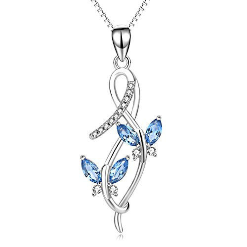 AOBOCO Sterling Silver Infinity Butterfly Pendant Necklace with Swarovski Crystals Anniversary Birthday Jewelry for Women