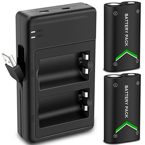 Upgraded Version Xbox One Battery Pack 2 x 2200mAh Rechargeable Battery for Xbox One/Xbox One S/Xbox One X/Xbox One Elite Wireless Controller