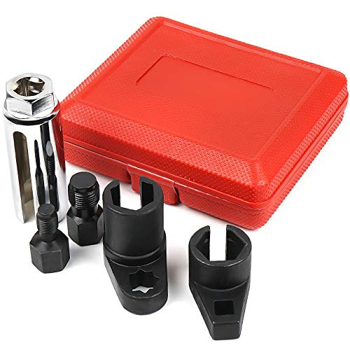 MIKKUPPA 5 pcs Automotive Oxygen Sensor Socket Removal Tool Wrench and Thread Chaser Set