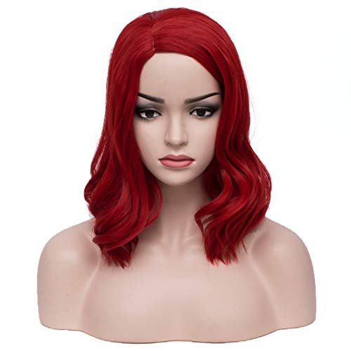 BERON Womens Short Red Curly Wig Halloween Cosplay Wig Daily Use Bob Costume Wig Red